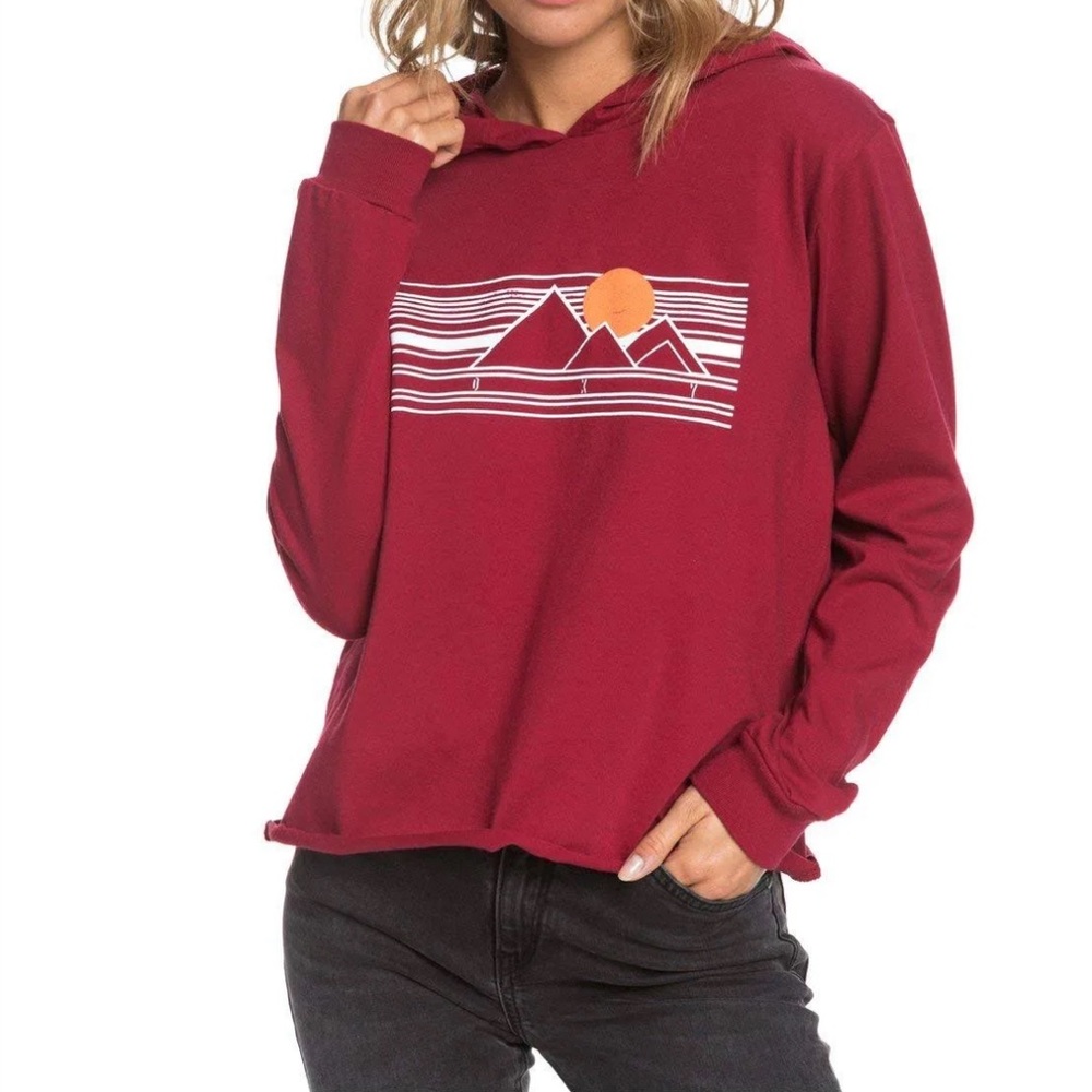 NWT Roxy Mountain Stripe Long Sleeve Hooded Top